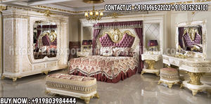 Lit king size sculpté à la main avec tables de chevet, dossier haut, finition noyer, lit king size Maharaja finition marron, USA - Product Image 6