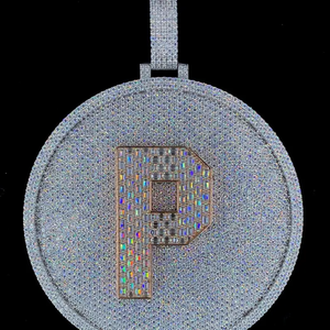 Pendentif Lettre P en Moissanite de Luxe, Argent 925, Taille Baguette, Sertissage Canal, Breloque Thème, Unisexe, Usage Quotidien - Product Image 1