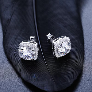 Classic Round Cut Moissanite <b>Stud</b> <b>Earrings</b> 925 Sterling <b>Silver</b> Halo Diamond <b>Earrings</b> for Women Luxury Wedding Jewelry - Product Image 3