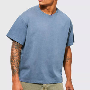High Quality Breathable 100% Cotton Men Boxy T-Shirt Made Custom Blank Short Sleeve Regular Fit Finest <b>Stuff</b> <b>Cheap</b> Cost - Product Image 1