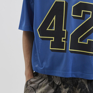 Streetwear pour hommes, jersey en maille ample, matière en maille légère, respirant, coupe ample, logo personnalisé, service OEM - Product Image 3