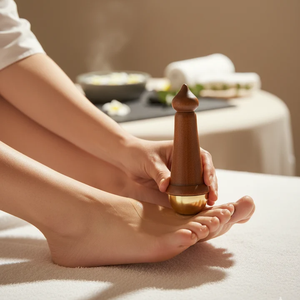 Baguette de massage en laiton et bois de rose de qualité supérieure, outil de thérapie d'acupression manuel pour le corps entier, pour la relaxation musculaire - Product Image 1