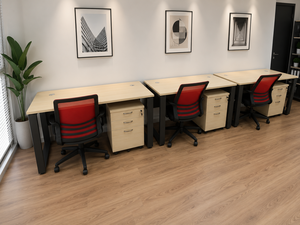 Modern Extendable <b>Office</b> Workstation Desk Mobile Pedestal Epoxy-Coated Metal Legs for Commercial Conference Use Minimalist - Product Image 1
