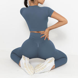 Ensemble de sport pour femme, vêtements de sport deux pièces, leggings d'exercice, vêtements de fitness, ensembles de yoga, tenues de sport, vente en gros personnalisée OEM, ensemble de yoga sans couture - Product Image 4