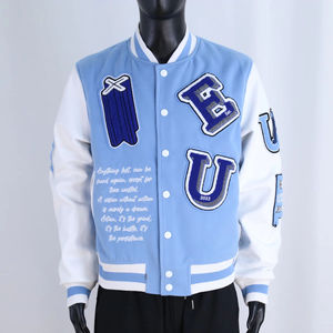 Custom <b>Varsity</b> <b>Jacket</b> <b>Men</b> Leather Sleeve Embroidered Letterman <b>Jacket</b> Hip Hop Streetwear <b>Bomber</b> <b>Jacket</b> - Product Image 6
