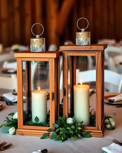 <b>Set</b> Of 3 White Customized Handmade Wooden Candle <b>Lantern</b> With Rope Candle Holder For Event & Home Decor - Product Image 4