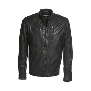 New Black Color Fashion Lambskin Genuine Leather Men's Jacket - Product Image 1