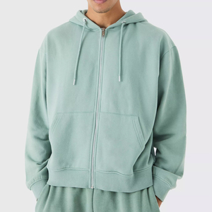 Sweat-shirt à capuche zippé pour homme, couleur unie, en polaire, coupe classique, vêtement d'automne - Product Image 4