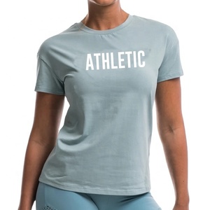 เสื้อยืดเข้ารูปสำหรับผู้หญิง,เสื้อยืดแขนสั้นสำหรับเล่นโยคะพิมพ์โลโก้ได้ตามต้องการ - Product Image 1