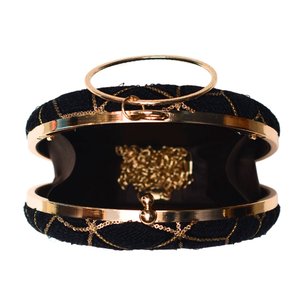 Black And Golden <b>Sequin</b> Embroidery Round Clutch <b>Bag</b> Luxury Wedding Evening Handbag for Women Occasions - Product Image 3