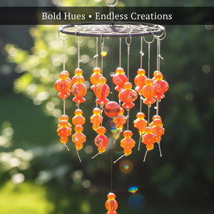 Cuentas Sueltas de Vidrio Lampwork Naranja |   Suministros de Manualidades para Hacer Joyería Hecha a Mano con Múltiples Formas |   Cadena de 8 pulgadas - Product Image 5