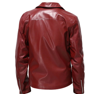 Nueva llegada, chaqueta de cuero PU estilo motero, corte ajustado, personalizada OEM, para hombre, de cuero genuino marrón, con cremallera, de alta calidad. - Product Image 2