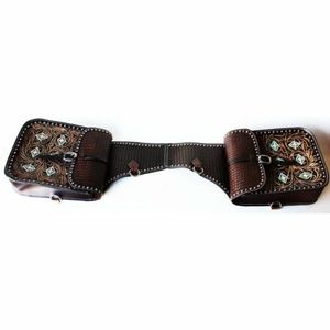 Sacoche en cuir pour selle de cheval western et moto, artisanale, sculptée à la main, 100% cuir de buffle, personnalisable, traditionnelle - Product Image 3