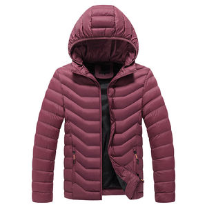 Blouson matelassé épais à capuche pour homme, collection automne-hiver, avec poches, col rabattable, fermeture éclair frontale, durable, style décontracté urbain - Product Image 5