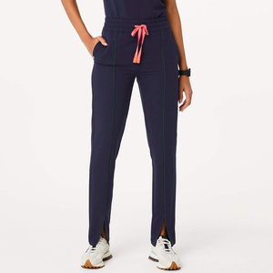 Ensemble de blouses médicales pour femmes, bleu marine, en polyester et coton tissé, pantalon d'uniforme d'hôpital avec boucle pour stéthoscope et poche - Product Image 3