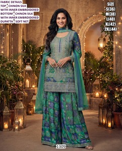 Ensemble Palazzo Traditionnel Indien Phool Bandhani pour Femme, Longueur Ras du Sol, avec Dupatta Brodé en Chinon à Séchage Rapide, Toutes Saisons, Coupe Classique - Product Image 3