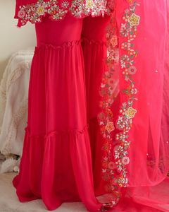 Conjunto de Kurit y Sharara de Algodón Puro Premium para Mujer, Marca Twinfeet, con Bordado, Traje de Boda - Product Image 4
