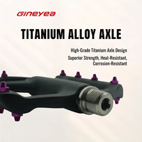 Pedales de Bicicleta MTB BMX Ultraligeros de Fibra de Carbono, Plataforma Plana con 8 Rodamientos Sellados para Eje de Titanio C060 GINEYEA, Bicicleta de Montaña