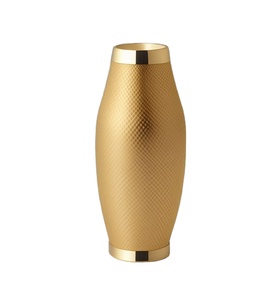 Floreros y macetas de Metal chapado en oro de alta tendencia, para el hogar Decoración de mesa y la boda, macetas de forma redonda - Product Image 1