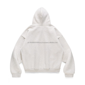 เสื้อฮู้ดเข้ารูปบ็อกซี่แบบมีกระเป๋าโอเวอร์ไซส์กำหนดเอง320 500แกรมน้ำหนักมากเสื้อฮู้ดแบบสวมหัวสำหรับผู้ชายที่ไม่มีเชือกรูด - Product Image 3