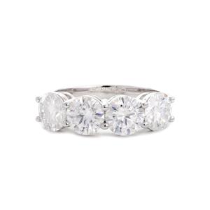 4 Carat Moissanite 4-Stone Wedding Band in 14k White Gold 6.5mm Round Brilliant Cut <b>Statement</b> <b>Ring</b> for Women IGI certified - Product Image 5