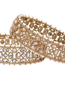 Gold Plated Alloy Cuff <b>Bracelet</b> With <b>Crystal</b> Rhinestone Channel Setting Classic Women's Wedding Jewelry - Product Image 3
