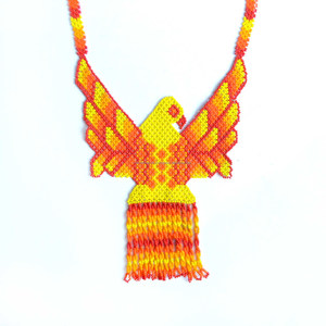 Handmade Luxury Eagle Pattern Necklace Glass Seed <b>Bead</b> Jewelry Spiritual Eagle Huichol Design <b>Assorted</b> Colors - Product Image 6