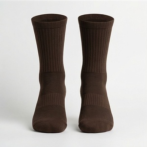Chaussettes habillées classiques pour hommes en coton côtelé noir, blanc, beige, couleur unie, chaussettes mi-mollet souples et extensibles pour usage quotidien, décontracté ou sportif - Product Image 1