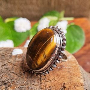 Tiger’s Eye Gemstone <b>Ring</b> Handmade <b>Statement</b> <b>Ring</b> Natural Brown Gold Stone Jewelry Gift for Her - Product Image 4