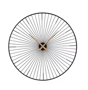 <b>Modern</b> Black Metal <b>Wall</b> <b>Clock</b> Abstract Geometric Design Quartz Analog Silent Living Room Decor Round Minimalist Style <b>Clock</b> - Product Image 2