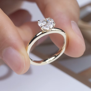 Heart Cut Diamond Engagement Ring 9K Yellow Gold Prong Setting Classic Style Women's Fine Jewelry - Product Image 2
