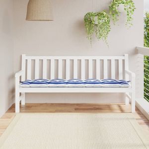 Coussin de banc de jardin en tissu Oxford bleu et blanc, 100% polyester, confortable, utilisation intérieure/extérieure - Product Image 1