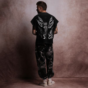 Camiseta Casual de Algodón con Lavado Vintage Personalizado, Corte Cuadrado, Sin Mangas, Estampado de Felpa Francesa, para Hombre - Product Image 6