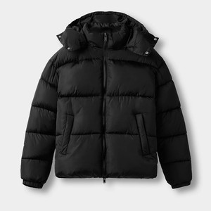 Veste d'hiver pour homme avec capuche réglable, veste matelassée noire, manteau chaud, logo personnalisé OEM - Product Image 1