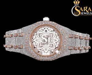 Lujoso reloj automático de moissanita de dos tonos con diamantes, esfera marrón de oro rosa, edición limitada, estilo de moda de lujo - Product Image 1