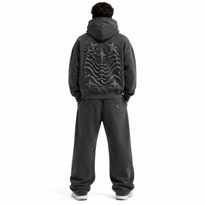 Survêtement Premium pour Homme avec Sweat à Capuche Gaufré 3D et Pantalon de Survêtement Ample en Molleton de Coton Épais, Finition Délavée, Style Urbain, Fabrication OEM - Product Image 4