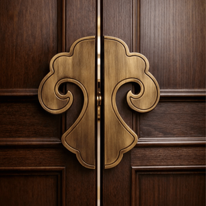 Poignée de porte décorative en laiton antique durable Nimbus Modern |   Quincaillerie architecturale en forme de volute pour portes d'entrée d'hôtel - Product Image 5
