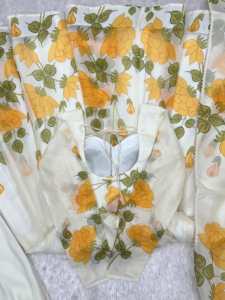 Robe Anarkali en organza de soie pure, imprimé floral, avec dupatta et pantalon, prête à porter, pour occasions spéciales. - Product Image 6
