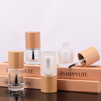 Bouteille en verre de forme en bois de bambou naturel Bouteilles de vernis à ongles Récipient en verre avec bouchon en bambou et couvercle Vernis à ongles en gel