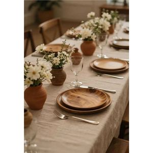Assiettes de présentation rondes en bois rustique de luxe en gros pour la décoration de table de mariage et les fournitures de fête - Product Image 1