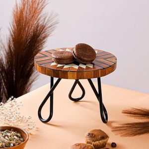 ถาดเสิร์ฟขนมลายเชฟรอนทรงกลมทำจากไม้ สำหรับตกแต่งโต๊ะงานวันเกิด - Product Image 4