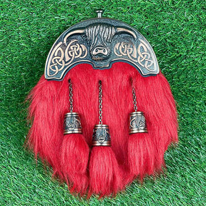 Top Selling Scottish Full Dress Rabbit Fur Sporran with Highland Cow Cantle and 3 Tassels <b>Chain</b> <b>Belt</b> Factory Supplies - Product Image 1