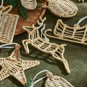 Artisan Handcrafted Rattan <b>Christmas</b> Decoration, Eco-Friendly Woven <b>Gift</b> <b>Box</b> Sculpture Hanging Pendant for Seasonal Party - Product Image 5