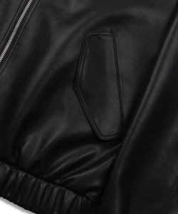 Men's <b>Black</b> PU Leather Bomber <b>Jacket</b> Turn-down Collar Zipper Closure Regular Fit Autumn Wear - Product Image 6