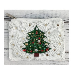 <b>Christmas</b> Present Seed Beaded Eco-Friendly <b>Handmade</b> Coin Purse Zipper Closure Festive Coin Pouch <b>Christmas</b> Party Accessories - Product Image 3