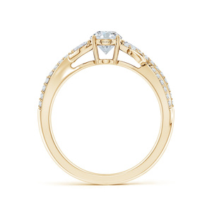 Anillo de Compromiso con Diamante de Corte Ovalado Certificado por IGI en Oro Amarillo con Piedras Laterales Redondas, Moderno, Oro de 10K, 14K, 18K, Plata 925, 935 - Product Image 4