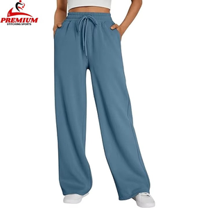 Custom Streetwear Casual Trousers Wide Leg Drawstring Outdoors Jogger Swear Pants Women Fleece Cotton Ladies Sweatpants - Product Image 2