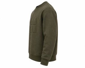 Sudadera de Cuello Alto Verde Oliva para Hombre, Corte Regular, Patrón Geométrico en Relieve, Estilo Minimalista, Tejido de Punto para Invierno, ODM - Product Image 4