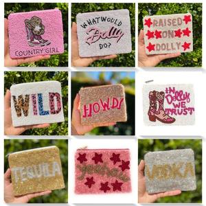 Fish Design Fully Hand <b>Beaded</b> Vintage Style Girls Key Pattern Cotton Rattan Coin Purse Soft Large Travel <b>Magnetic</b> Storage Bag - Product Image 2