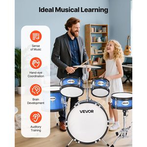 Batteria musicale Junior di 5 pezzi blu per bambini da 14 pollici inclusa - Product Image 5
